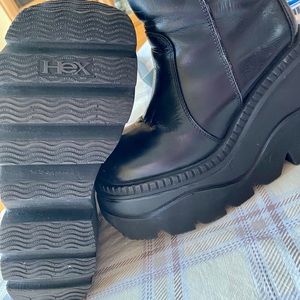 Hex platform black booties